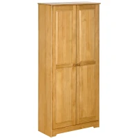 HOMCOM 67" Pinewood Kitchen Pantry Storage Cabinet, Freestanding Cabinets with Doors and Shelves, Dining Room(m-11)