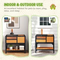 PawHut Tortoise Habitat with Shelf Storage Tortoise Gift Accessory with Weather Protection for Indoor, Yellow(m-8)