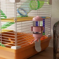 PawHut 5 Tiers Hamster Cage Portable Animal Travel Carrier w/ Exercise Wheels Tube, Orange(m-9)
