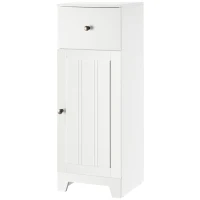 kleankin Short Bathroom Storage Cabinet, Cabinet Organizer with 1 Drawer and Adjustable Shelf for Living Room, White(m-11)