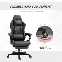 Vinsetto Racing Gaming Chair Diamond PU Leather Office Gamer Chair High Back Swivel Recliner with Footrest, Lumbar Support, Adjustable Height, Brown(m-6)