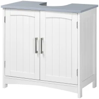 kleankin Pedestal Sink Storage Cabinet, Under Sink Cabinet with Double Doors, Modern Bathroom Vanity Cabinet with Adjustable Shelves, White(m-11)