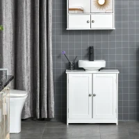 kleankin Bathroom Vanities, Bathroom Sink Cabinets with U-Shape Cut-Out and Adjustable Internal Shelf, White(m-10)
