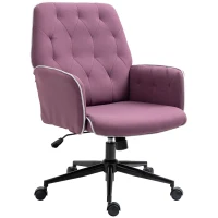 Vinsetto Spandex Home Office Chair, Tufted Height Adjustable Computer Desk Chair with Swivel Wheels and Padded Armrests, Purple(m-12)