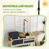 PawHut Tortoise Enclosure Tortoise House w/ Adjustable Lamp Holder, Storage Shelf, Removable Main House, Openable Lid, Gray(m-5)