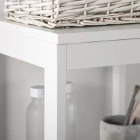 kleankin Tall Bathroom Cabinet, Slim Bathroom Storage Cabinet, Narrow Floor Cabinet with 3 Drawers and 2 Open Shelves, Freestanding Linen Tower for Small Space, 12" x 12" x 56", White(m-10)