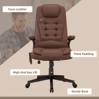 HOMCOM Massage Office Chair, Heated Reclining Computer Chair with 6 Vibration Points, Armrest and Remote, Brown(m-9)