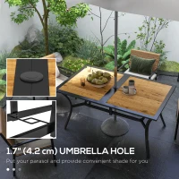 Outsunny Patio Table with Umbrella Hole, Outdoor Dining Table for 6 People for Backyard, Lawn Balcony, 59" x 35", Brown(m-5)