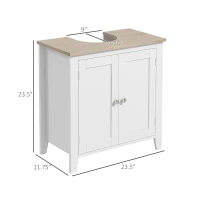 Kleankin Pedestal Sink Storage Cabinet, Under Sink Cabinet with U-Shape and Adjustable Internal Shelf, White(m-3)