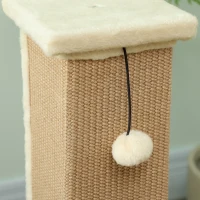 PawHut 32" Tall Cat Scratching Post for Indoor Cats and Kittens, Sisal Cat Scratcher with Hanging Ball Soft Plush, Beige(m-10)