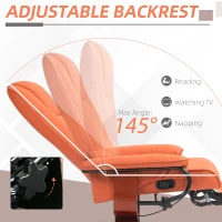 HOMCOM Faux Leather Recliner Chair, Swivel Recliner with Footrest, Armrest and Wood Base for Living Room, Orange(m-4)