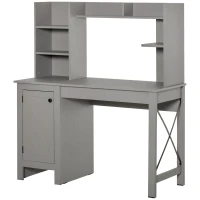 HOMCOM Computer Desk W/ Hutch, Home Office Desk W/ Storage Cabinet, Light Grey(m-11)