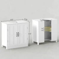 kleankin Bathroom Sink Cabinet, Pedestal Sink Cabinet with Adjustable Shelf, White(m-3)