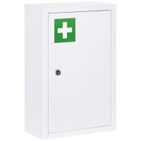 kleankin 12" x 18" Lockable Medicine Cabinet, 3 Tier Steel Medical Wall Box with 2 Keys and Shelves for Bathroom, White