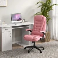 HOMCOM Massage Office Chair, Heated Reclining Computer Chair with 6 Vibration Points, Armrest and Remote, Pink(m-2)