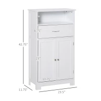 kleankin Modern Bathroom Floor Cabinet, Free Standing Storage Cabinet, Linen Cabinet with Drawer and Adjustable Shelf, White(m-3)