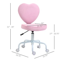 HOMCOM Heart Love Shaped Back Design Office Chair with Adjustable Height, Pink(m-3)