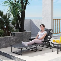 Outsunny Folding Lounge Chair w/ Reclining Back, Mixed Grey(m-8)