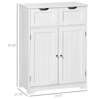 kleankin Freestanding Bathroom Storage Cabinet, Floor Cabinet with 2 Drawers, Adjustable Shelf, for Bathroom, Living Room or Entryway, White(m-3)