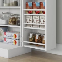 HOMCOM Freestanding Kitchen Pantry, Kitchen Storage Cabinet with 5-Tier Shelf, 12 Spice Racks, Adjustable Shelves, White(m-10)