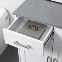 kleankin Bathroom Floor Cabinet, Freestanding Linen Cabinet, Storage Cabinet with 2 Drawers, Double Doors, Adjustable Shelf, White(m-8)