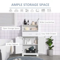 kleankin Modern Bathroom Floor Cabinet, Free Standing Storage Cabinet, Linen Cabinet with Drawer and Adjustable Shelf, White(m-4)