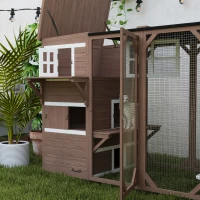 PawHut Large Outdoor Cat House for 3 Kitties, Multi-Level Design with Big Hiding Areas 2 Stories & Multiple Platforms Cat Condo(m-8)