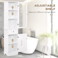 kleankin Slim Bathroom Storage Cabinet, Tall Bathroom Cabinet, Narrow Linen Tower with Acrylic Door, Drawer and Shelves, White(m-6)