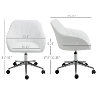 Vinsetto Mid Back Home Office Chair Computer Desk Chair with PU Leather, Adjustable Height, Swivel Wheels for Study, Bedroom, White(m-3)