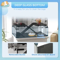PawHut 31" Hamster Cage with Tube and Tunnel, Deep Glass Bottom(m-6)