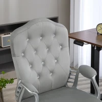 Vinsetto Velvet Office Chair Desk Chair with 360 Degree Swivel Wheels Adjustable Height Tilt Function Light Gray(m-8)