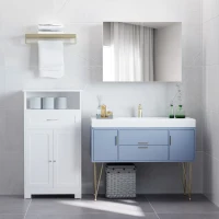 HOMCOM Double Door Wall Mounted Bathroom Mirror, 31.5" x 23.5" Medicine Cabinet with Modern Design, Large Storage, & Quiet Hinges(m-10)
