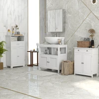 Kleankin Freestanding Bathroom Floor Cabinet, Wooden Bathroom Cabinet with 2 Doors, 2 Drawers and Adjustable Shelf, White(m-10)