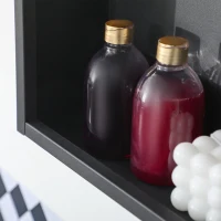 kleankin Wall-Mounted Medicine Cabinet, Bathroom Mirror Cabinet with Double Doors and Storage Shelves, Black(m-9)