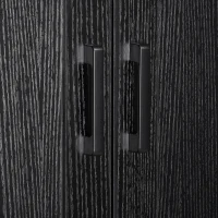 HOMCOM Freestanding Kitchen Pantry, 4-Door Kitchen Pantry Cabinet with Adjustable Shelves and Doors, Distressed Black(m-9)