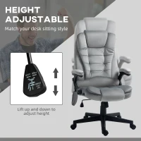 HOMCOM 6 Point Executive Office Chair with Heat, Velvet High Back Vibrating Massage Office Chair, Gray(m-4)