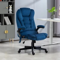 Vinsetto 6 Point Executive Office Chair with Heat, Velvet High Back Vibrating Massage Office Chair, Drak Blue(m-10)