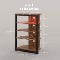 HOMCOM TV Stand for TVs up to 29", Entertainment Center with 4-Tier Storage Shelves and LED Lights for Living Room(m-3)