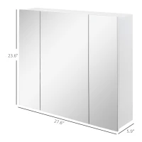 kleankin Wall Mounted Mirror Cabinet, Bathroom Medicine Cabinet with Mirror, 3 Doors and Adjustable Shelves, White(m-3)