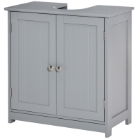 kleankin Bathroom Vanities, Bathroom Sink Cabinets with U-Shape Cut-Out and Adjustable Internal Shelf, Gray