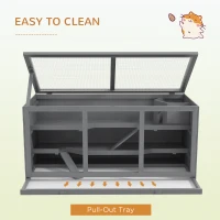 PawHut Extra Large Wooden Hamster Cage with Opening Roof, Hut, Ramps, Gray(m-7)
