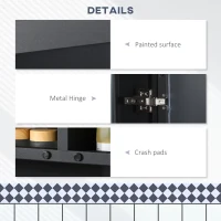 kleankin Wall-Mounted Medicine Cabinet, Bathroom Mirror Cabinet with Double Doors and Storage Shelves, Black(m-6)