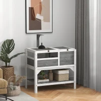 PawHut Tortoise Habitat with Shelf Storage Tortoise Gift Accessory with Weather Protection for Indoor, Light Gray(m-10)