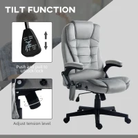 HOMCOM 6 Point Executive Office Chair with Heat, Velvet High Back Vibrating Massage Office Chair, Gray(m-5)