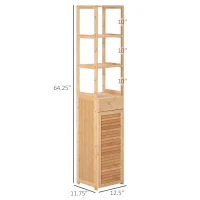 kleankin Bathroom Storage Cabinet with Drawer and Slatted Shelves(m-3)