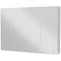 kleankin Bathroom Mirror Cabinet with Light, Bathroom Storage Cupboard with USB Charge, Adjustable Shelf, 35.5"W x 25.5"H, White(m-1)