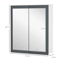 kleankin Bathroom Mirror Cabinet, Wall Mounted Medicine Cabinet with Mirror, Double Doors and Adjustable Shelves, White(m-3)