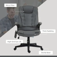 Vinsetto 6 Point Vibrating Massage Office Chair with Heat, Microfiber Massage Desk Chair with Reclining Backrest, Dark Gray(m-9)