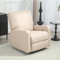 HOMCOM Manual Recliner Chair for Adults with Thick Cushion, Breathable Fabric Glider Rocking Chair for Living Room, Beige(m-11)