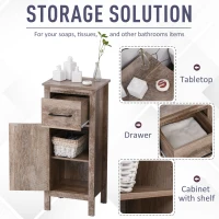 kleankin Bathroom Floor Cabinet Storage with Drawer and Adjustable Shelf for Entryway or Living Room, Barnwood(m-4)